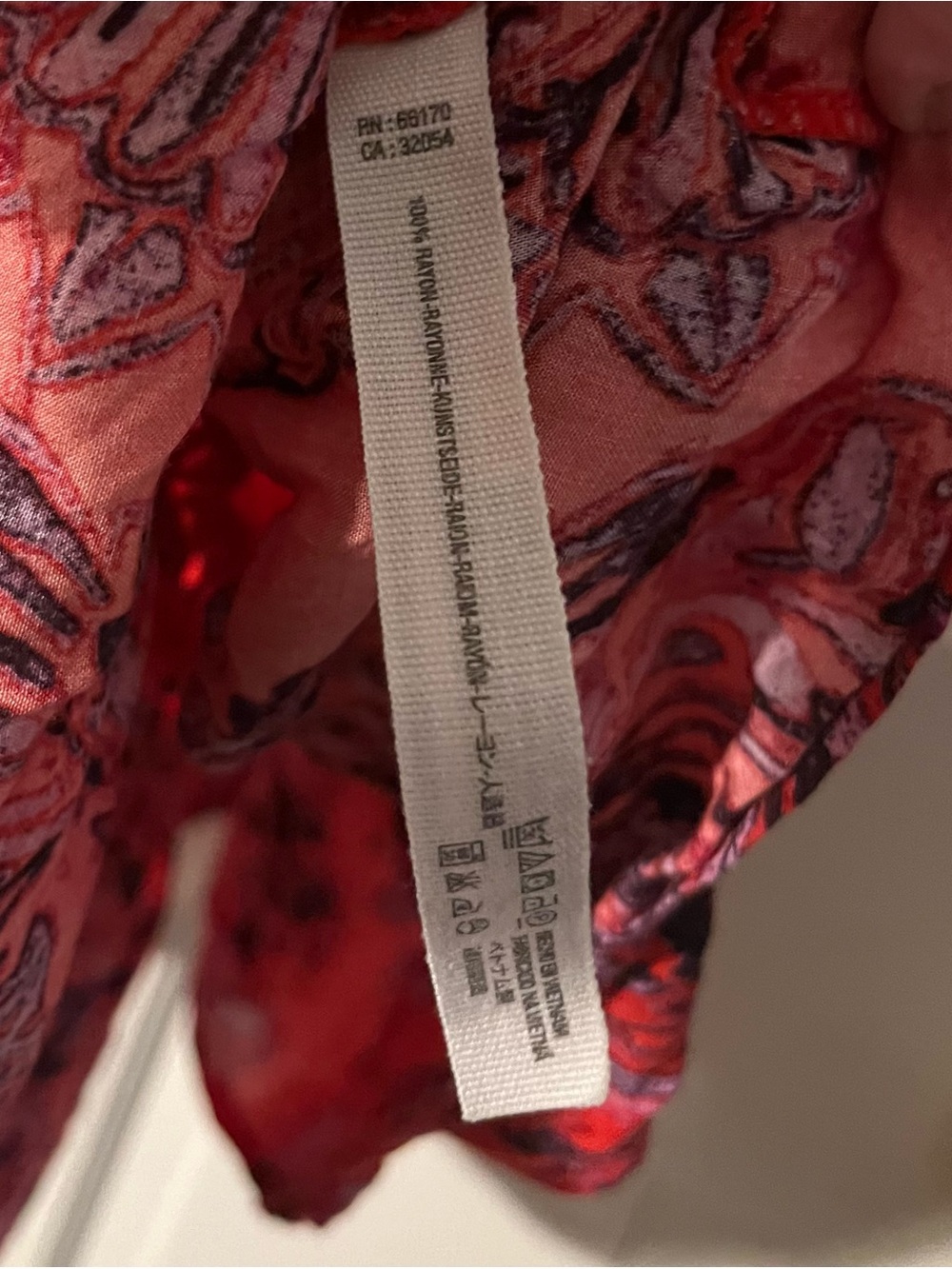 Free People (Intimately) Red Floral-Accented Tiered Mini Dress Women’s Size M - Picture 7 of 8